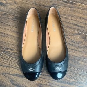 Coach black leather flats